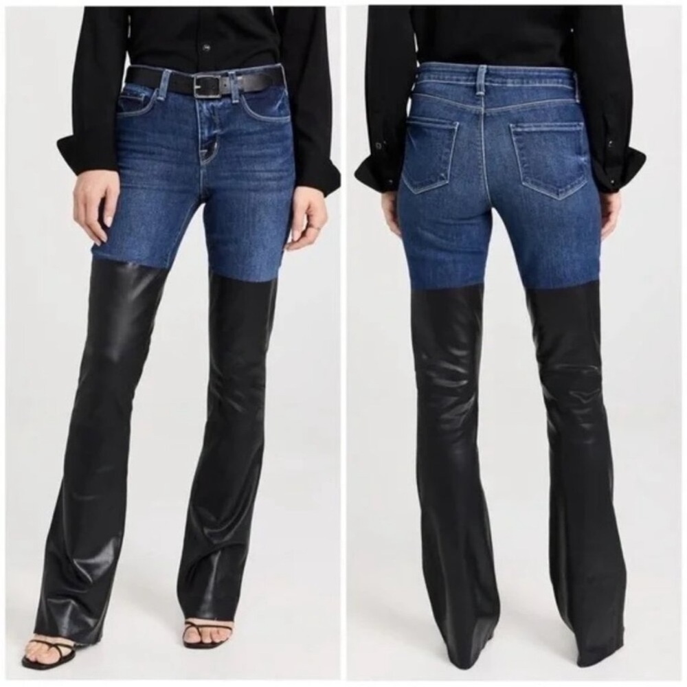 L’Agence Ruth High Rise Straight Jeans in Magnolia Black Coated 2 Tone